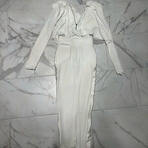 Zhavigo White Midi Long Sleeve Dress